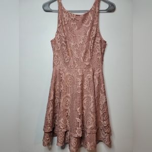 Nude Pink Lace Midi Dress